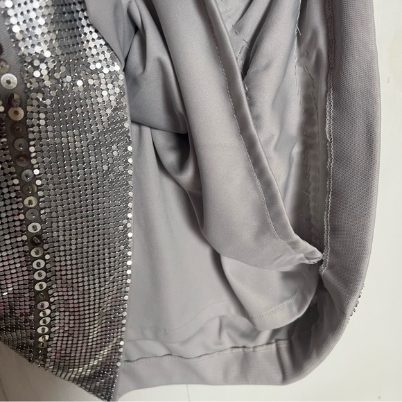 162. BASIX Black Label Silver Metallic Cochella Style Mini Dress •2 - Picture 11 of 15